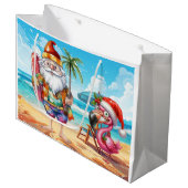 Santa Claus Christmas in July at the beach ラージペーパーバッグ (正面アングル)