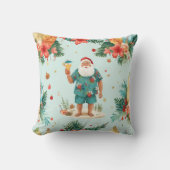 Santa Claus Christmas in July at the beach surfer クッション (正面)