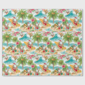 Santa Claus Christmas in July at the beach surfer ラッピングペーパー (フラット)