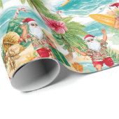 Santa Claus Christmas in July at the beach surfer ラッピングペーパー (ロールコーナー)