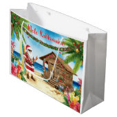 Santa Claus Christmas in July at the beach surfer ラージペーパーバッグ (正面アングル)