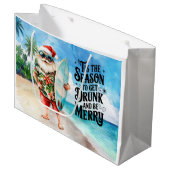 Santa Claus Christmas in July at the beach surfer ラージペーパーバッグ (正面アングル)