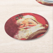 Santa Claus Christmas Set of 6 ラウンドペーパーコースター (アングル)
