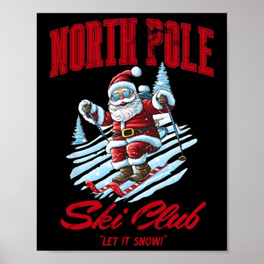 Santa Claus Christmas Snow Skiing At The North Pol ポスター (正面)