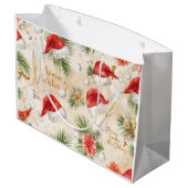 Santa Claus Christmas Spa Bath Tub Large Gift Bag ラージペーパーバッグ (裏面アングル)