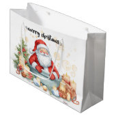 Santa Claus Christmas Spa Bath Tub Large Gift Bag ラージペーパーバッグ (正面アングル)