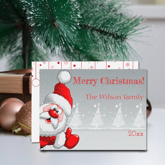 Santa Claus Christmas tree snow  Postcard ポストカード