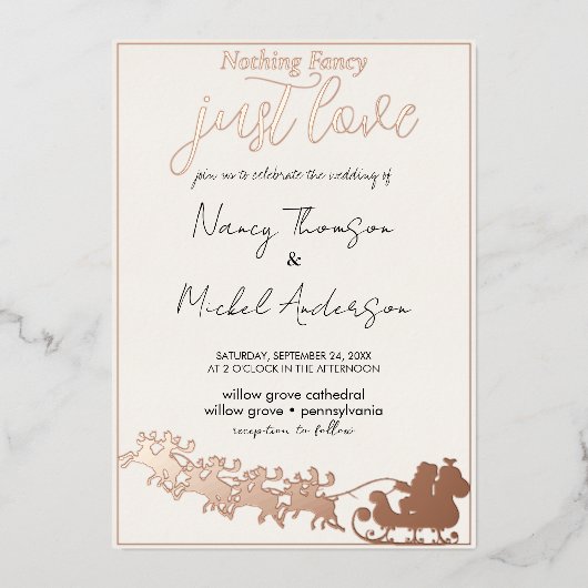Santa Claus Christmas Wedding Foil Invitation 箔招待状 (正面)