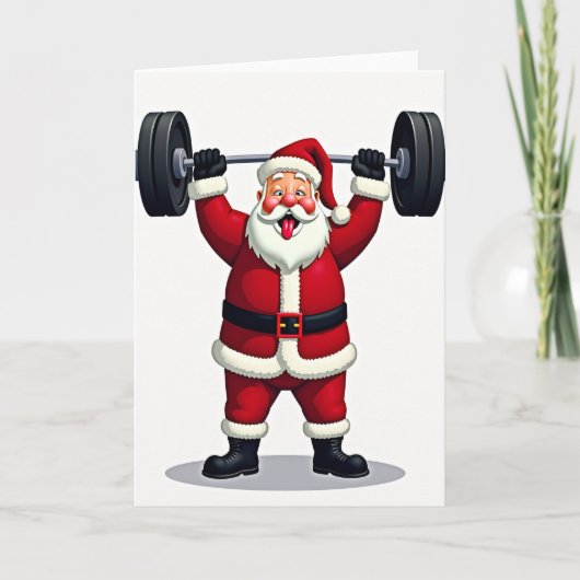 Santa Claus Christmas Weightlifting カード (正面)
