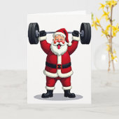 Santa Claus Christmas Weightlifting カード (黄色い花)