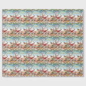 Santa Claus Christmas with Bakery Shop at airport ラッピングペーパー (フラット)