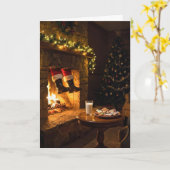 Santa Claus Coming Down the Chimney カード (黄色い花)