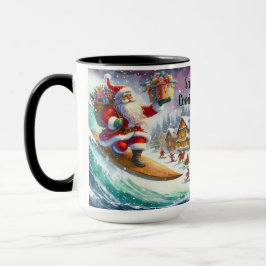 Santa Claus Coming to Town Surfboard Christmas Mug マグカップ