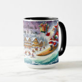 Santa Claus Coming to Town Surfboard Christmas Mug マグカップ (正面右)