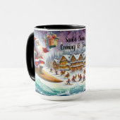 Santa Claus Coming to Town Surfboard Christmas Mug マグカップ (正面左)