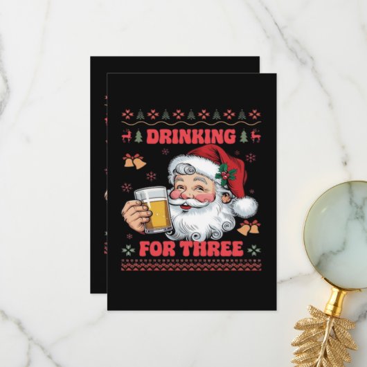 Santa Claus Couple Chirstmas  サンキューカード (正面/裏面インサイチュ)