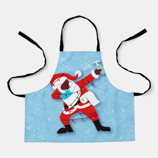 Santa Claus Dabbing Christmas covid エプロン (正面)