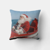 Santa Claus Delivering Gifts By Speedboat クッション (裏面)