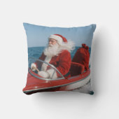 Santa Claus Delivering Gifts By Speedboat クッション (正面)