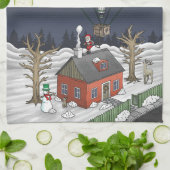 Santa Claus delivers Christmas presents キッチンタオル (折り畳み)