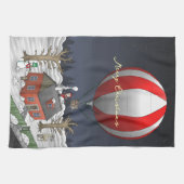 Santa Claus delivers Christmas presents キッチンタオル (横)