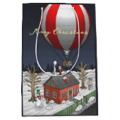 Santa Claus delivers Christmas presents ミディアムペーパーバッグ (正面)