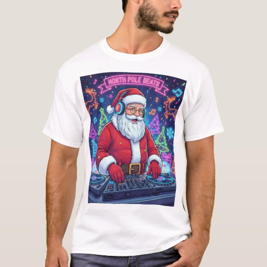 Santa Claus DJ Christmas Party T-Shirt Tシャツ (正面)