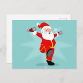 Santa Claus doing fitness exercises ポストカード (正面/裏面)