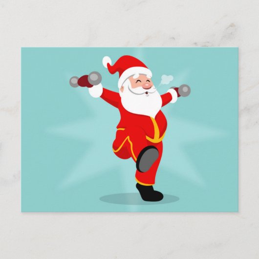 Santa Claus doing fitness exercises ポストカード (正面)