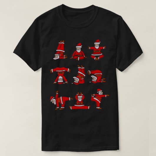 Santa Claus Doing Yoga Funny Christmas Sweat Tシャツ (デザイン正面)