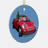 Santa Claus Driving A Mini セラミックオーナメント (右)