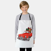 Santa Claus driving a retro car with giftsb エプロン (着用した状態)