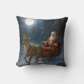 Santa Claus Driving a Sleigh In Moonlight クッション (正面)