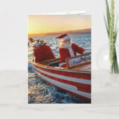 Santa Claus Driving a Speedboat カード (正面)