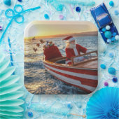Santa Claus Driving a Speedboat ペーパープレート (パーティー)