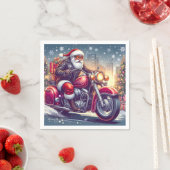 Santa Claus en mode motard スタンダードカクテルナプキン (インサイチュ)
