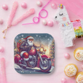 Santa Claus en mode motard ペーパープレート (パーティー)
