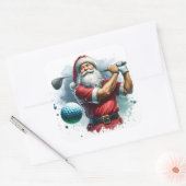 Santa Claus Enjoying a Game of Golf on a Sunny Day スクエアシール (封筒)