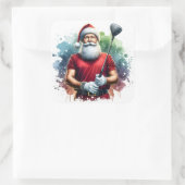 Santa Claus Enjoying a Round of Golf at Sunset スクエアシール (バッグ)