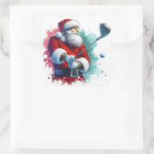 Santa Claus Enjoying a Winter Golf Game Outdoors スクエアシール (バッグ)