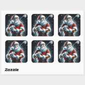 Santa Claus Enjoying Winter Golf While Snow Falls スクエアシール (シート)