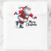 Santa Claus Enjoys Ice Skating During the Holidays スクエアシール (バッグ)