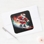 Santa Claus Enjoys Skiing in a Winter Wonderland スクエアシール (封筒)