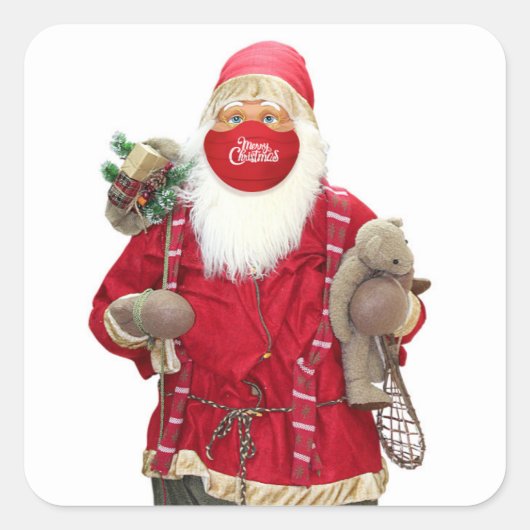 Santa Claus Face Mask スクエアシール (正面)