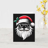 Santa Claus Face Sungles With Hat Beard Christmas カード (黄色い花)