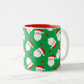 Santa Claus Faces Christmas Coffee Mug Xmas Cup ツートーンマグカップ (正面右)