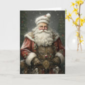 Santa Claus Father Christmas Portrait Greeting カード (黄色い花)