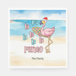 SANTA CLAUS Flamingoと7月のクリスマス スタンダードランチョンナプキン