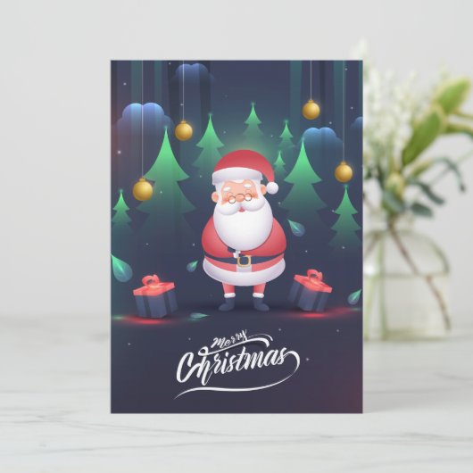 Santa Claus Flat Christmas シーズンカード (スタンド正面)