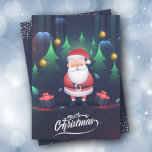 Santa Claus Flat Christmas シーズンカード<br><div class="desc">Santa Claus is featured on the front of these holiday cards and your personalized greeting on the back. *ADD a photo on the back,  too. Select Matte for heaviest paper and high definition for best print quality.</div>